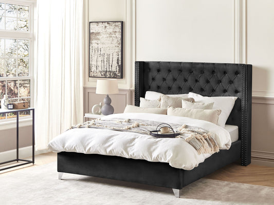 Bett mit Lattenrost Samtstoff LUBBON 160 x 200 cm Schwarz