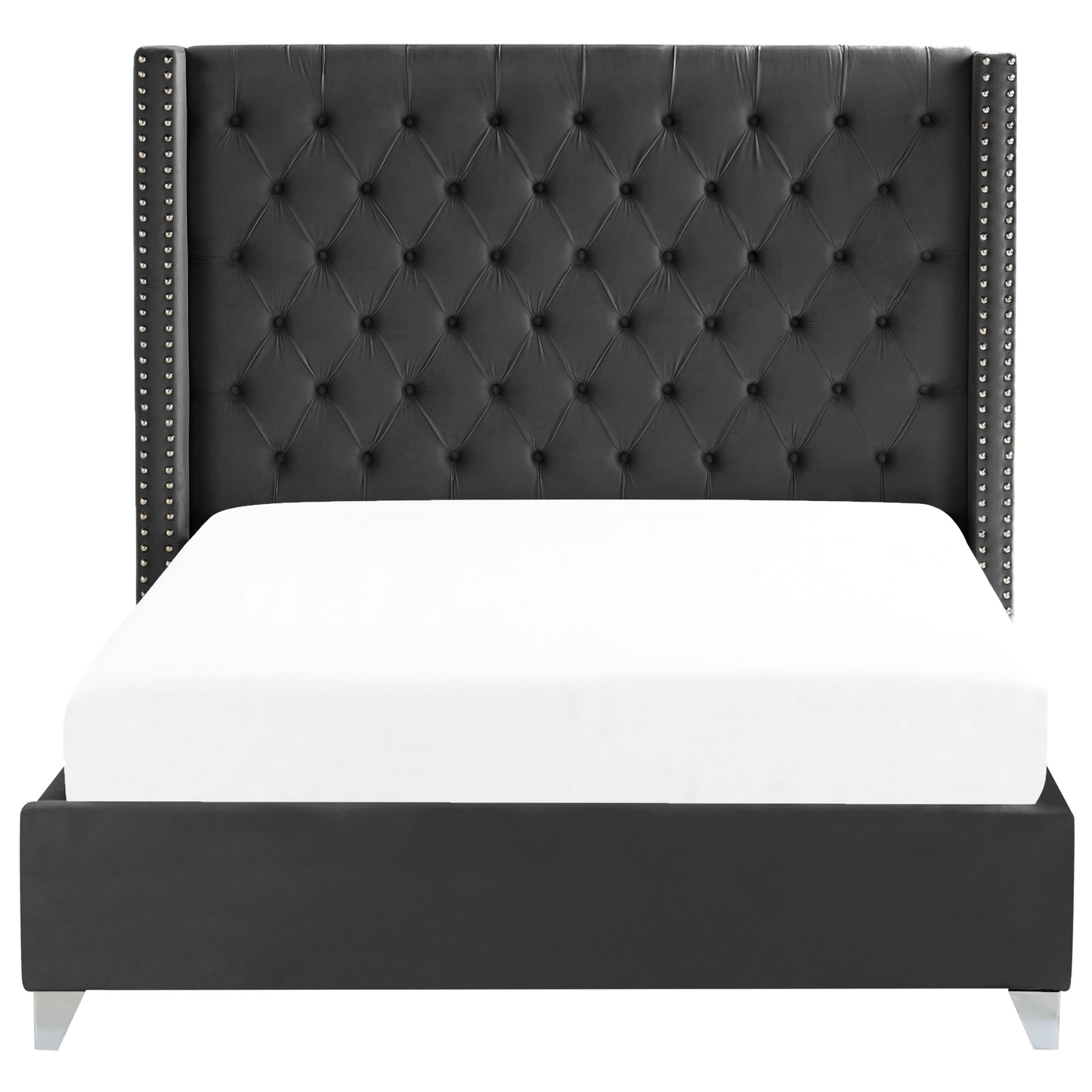 Bett mit Lattenrost Samtstoff LUBBON 160 x 200 cm Schwarz