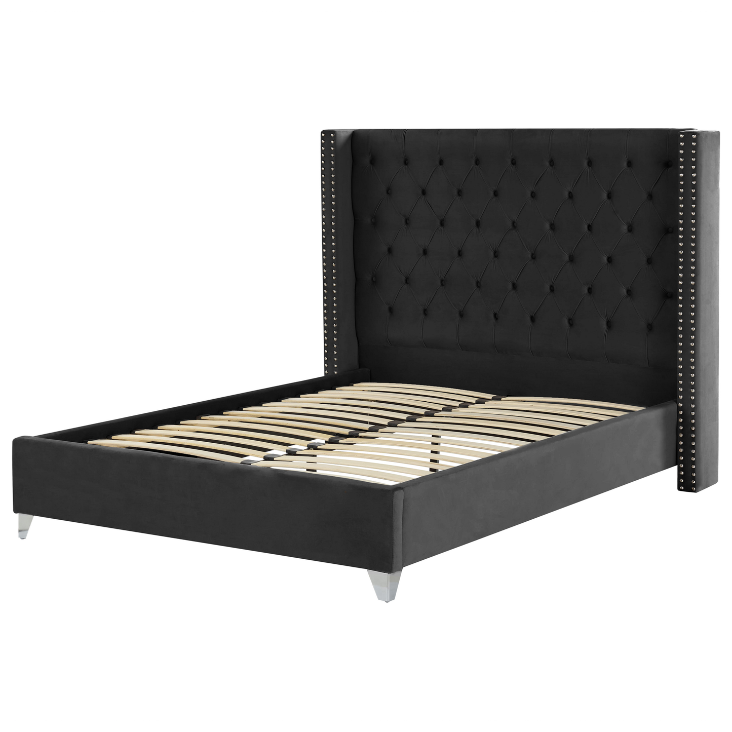 Bett mit Lattenrost Samtstoff LUBBON 160 x 200 cm Schwarz