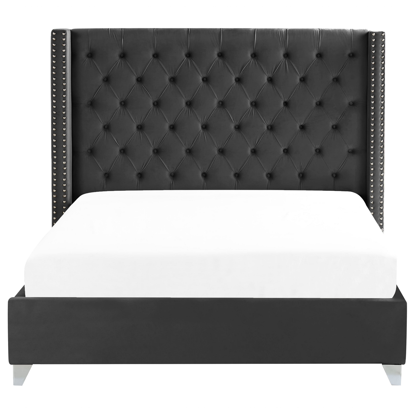 Bett mit Lattenrost Samtstoff LUBBON 180 x 200 cm Schwarz