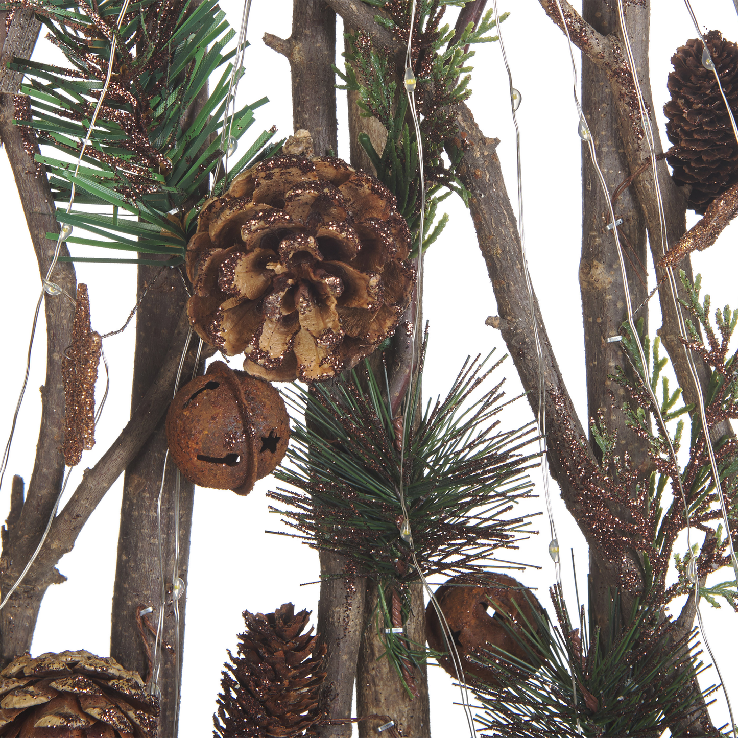 Weihnachtsdeko LED Kiefernholz dunkelbraun Tannenbaum 62 cm SVIDAL