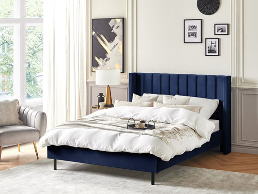 Bett mit Lattenrost Samtstoff VILLETTE 140 x 200 cm Marineblau