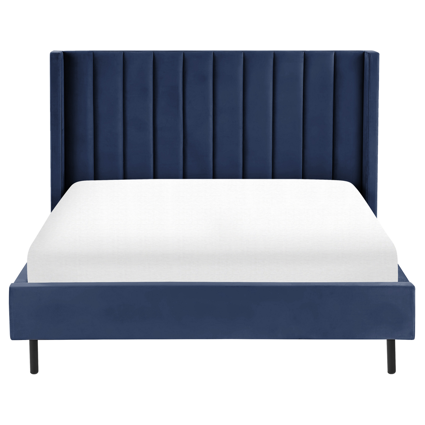 Bett mit Lattenrost Samtstoff VILLETTE 140 x 200 cm Marineblau
