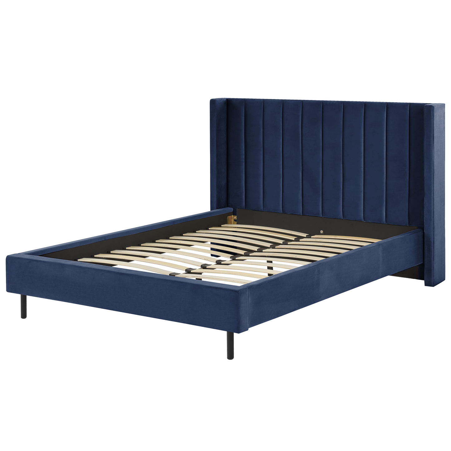 Bett mit Lattenrost Samtstoff VILLETTE 140 x 200 cm Marineblau