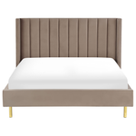 Bett mit Lattenrost Samtstoff VILLETTE 160 x 200 cm Taupe