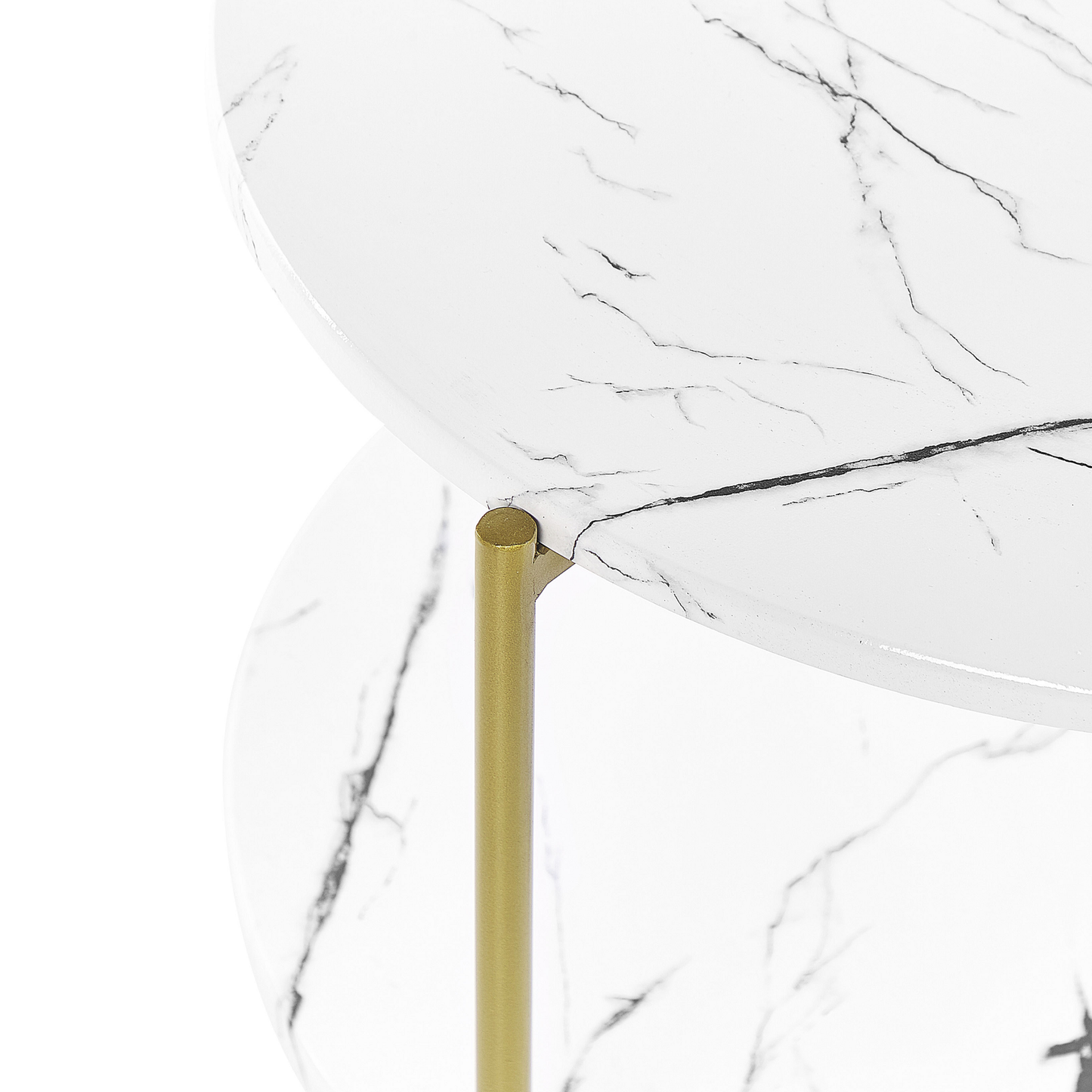 Beistelltisch Marmor Optik weiss / gold ø 40 cm REVA