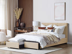 Polsterbett Leinenoptik beige mit Bettkasten 160 x 200 cm LA ROCHELLE