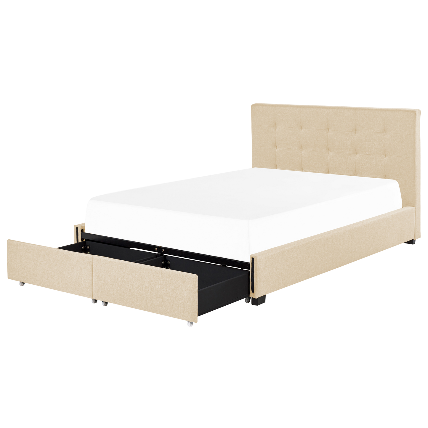 Polsterbett Leinenoptik beige mit Bettkasten 160 x 200 cm LA ROCHELLE