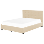 Polsterbett Leinenoptik beige mit Bettkasten 180 x 200 cm LA ROCHELLE
