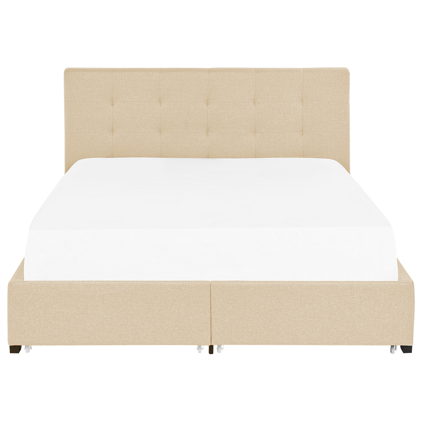 Polsterbett Leinenoptik beige mit Bettkasten 180 x 200 cm LA ROCHELLE