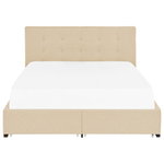 Polsterbett Leinenoptik beige mit Bettkasten 180 x 200 cm LA ROCHELLE