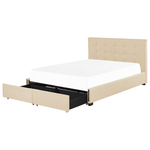 Polsterbett Leinenoptik beige mit Bettkasten 180 x 200 cm LA ROCHELLE