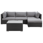 Lounge Set Rechtsseitig PE Rattan Schwarz SANO