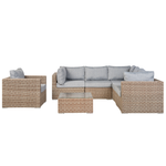 Lounge Set Rechtsseitig PE Rattan Hellbraun CONTARE