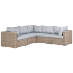 Lounge Set Rechtsseitig PE Rattan Hellbraun CONTARE