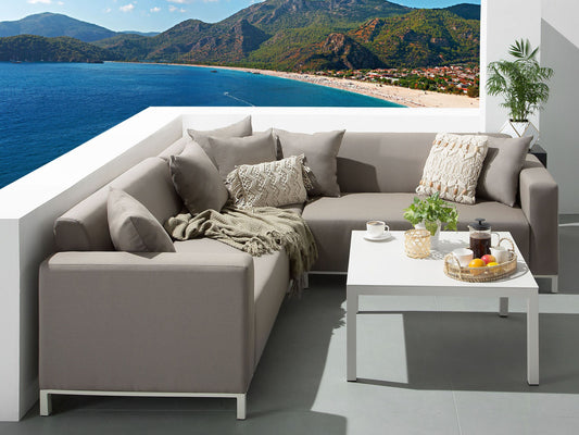 Garten Ecksofa mit Tisch 5-Sitzer BELIZE rechtsseitig modular Beige