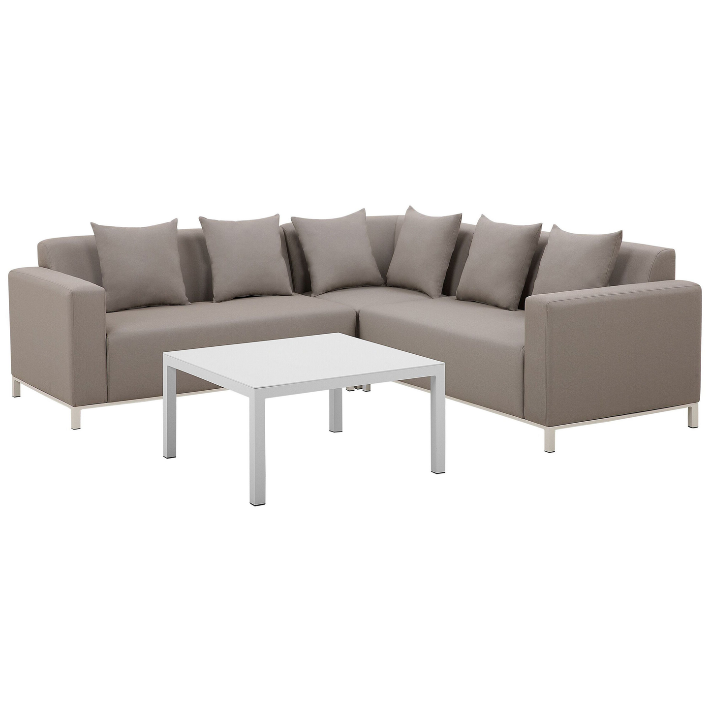 Garten Ecksofa mit Tisch 5-Sitzer BELIZE rechtsseitig modular Beige
