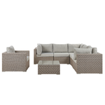 Lounge Set mit Tisch 6-Sitzer CONTARE rechtsseitig modular Polyrattan Taupe