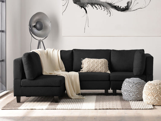 4-Sitzer Ecksofa schwarz rechtsseitig FEVIK