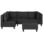 4-Sitzer Ecksofa schwarz linksseitig mit Ottomane FEVIK