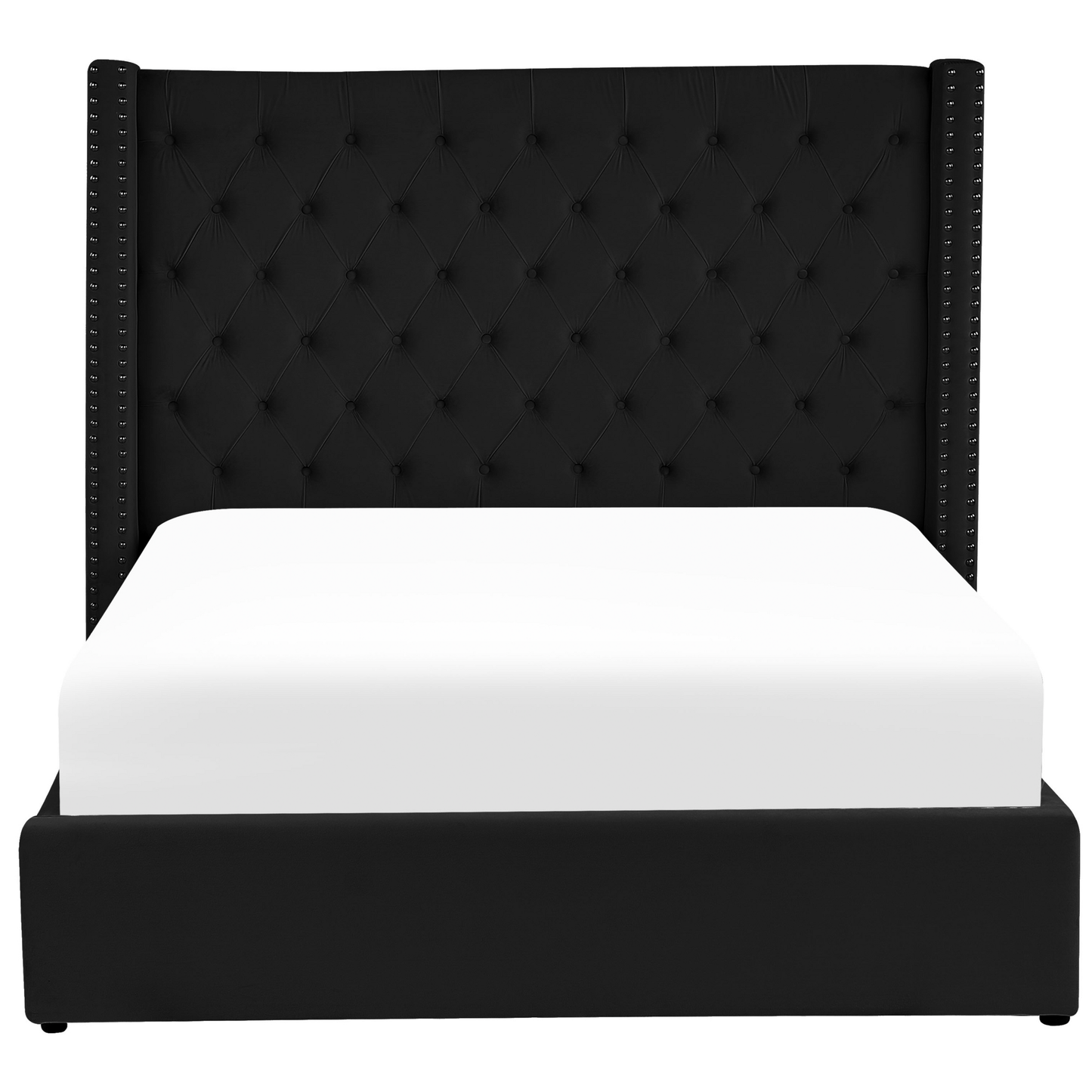 Bett mit Stauraum Samtstoff LUBBON 160 x 200 cm Schwarz