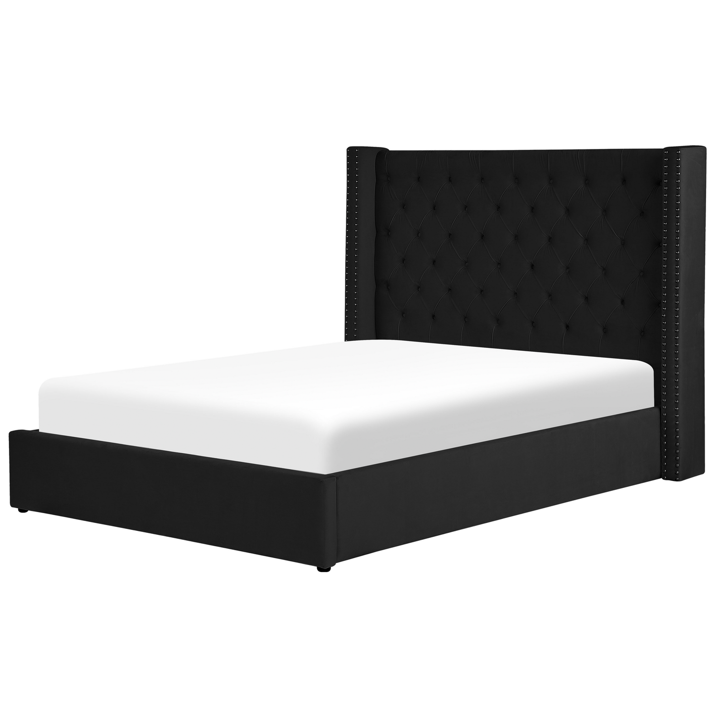 Bett mit Stauraum Samtstoff LUBBON 160 x 200 cm Schwarz