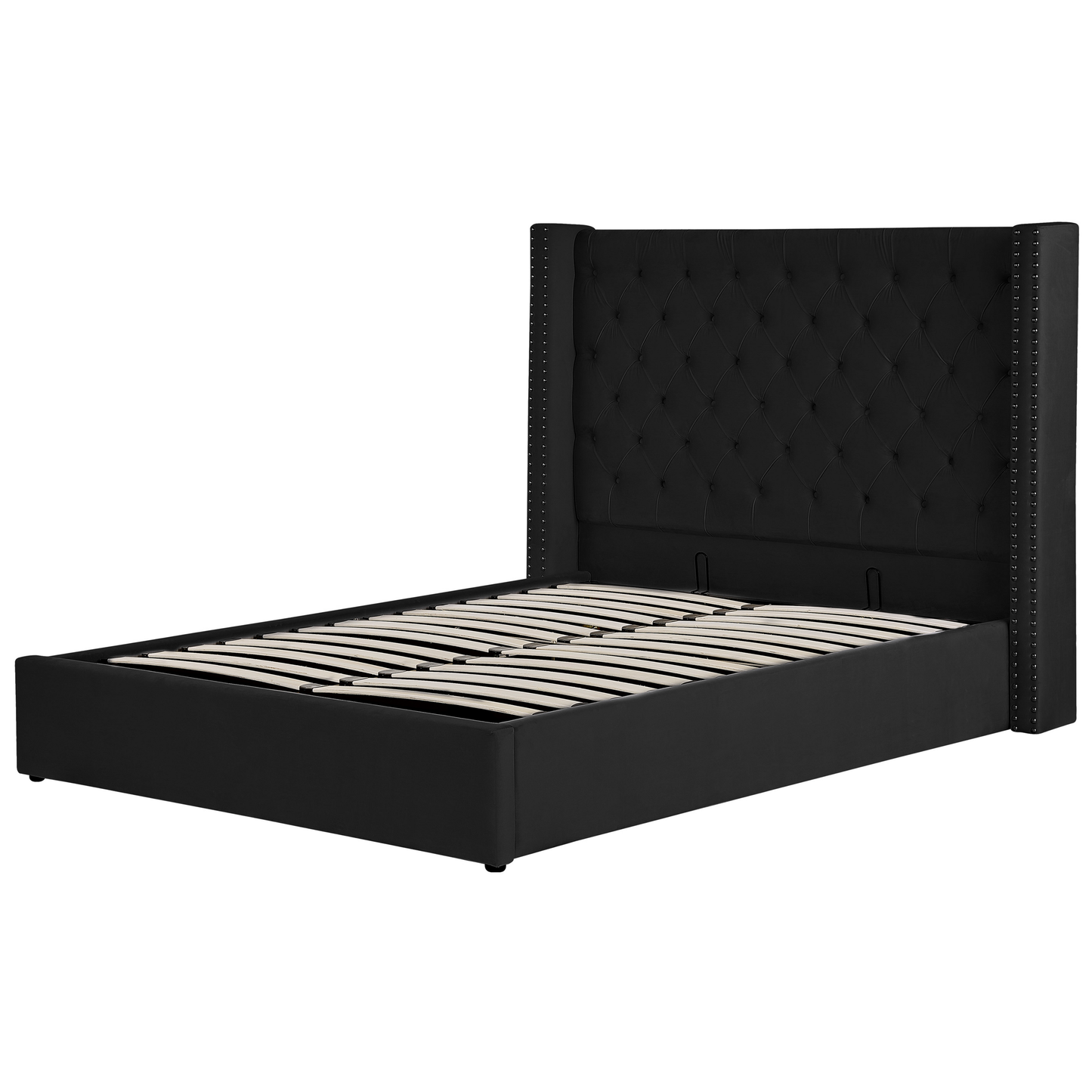 Bett mit Stauraum Samtstoff LUBBON 160 x 200 cm Schwarz