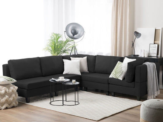 5-Sitzer Ecksofa schwarz rechtsseitig FEVIK