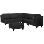 5-Sitzer Ecksofa schwarz linksseitig mit Ottomane FEVIK