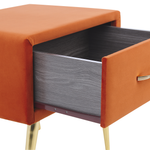 Nachttisch mit 1 Schublade FLAYAT Samtstoff Orange