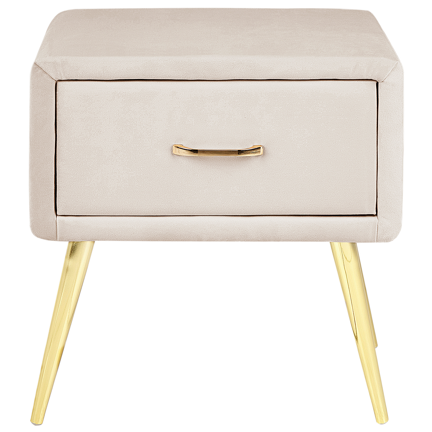 Nachttisch mit 1 Schublade FLAYAT Samtstoff Hellbeige
