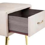 Nachttisch mit 1 Schublade FLAYAT Samtstoff Hellbeige