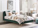 Bett mit Lattenrost Samtstoff FLAYAT 160 x 200 cm Smaragdgrün