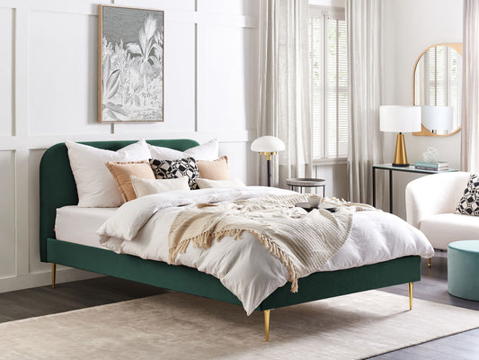 Bett mit Lattenrost Samtstoff FLAYAT 160 x 200 cm Smaragdgrün