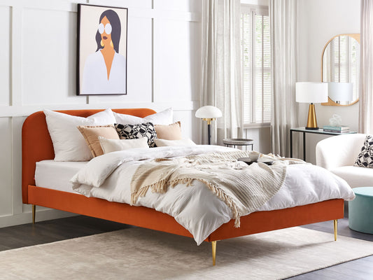 Bett mit Lattenrost Samtstoff FLAYAT 180 x 200 cm Orange