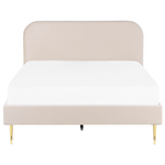 Bett mit Lattenrost Samtstoff FLAYAT 140 x 200 cm Hellbeige