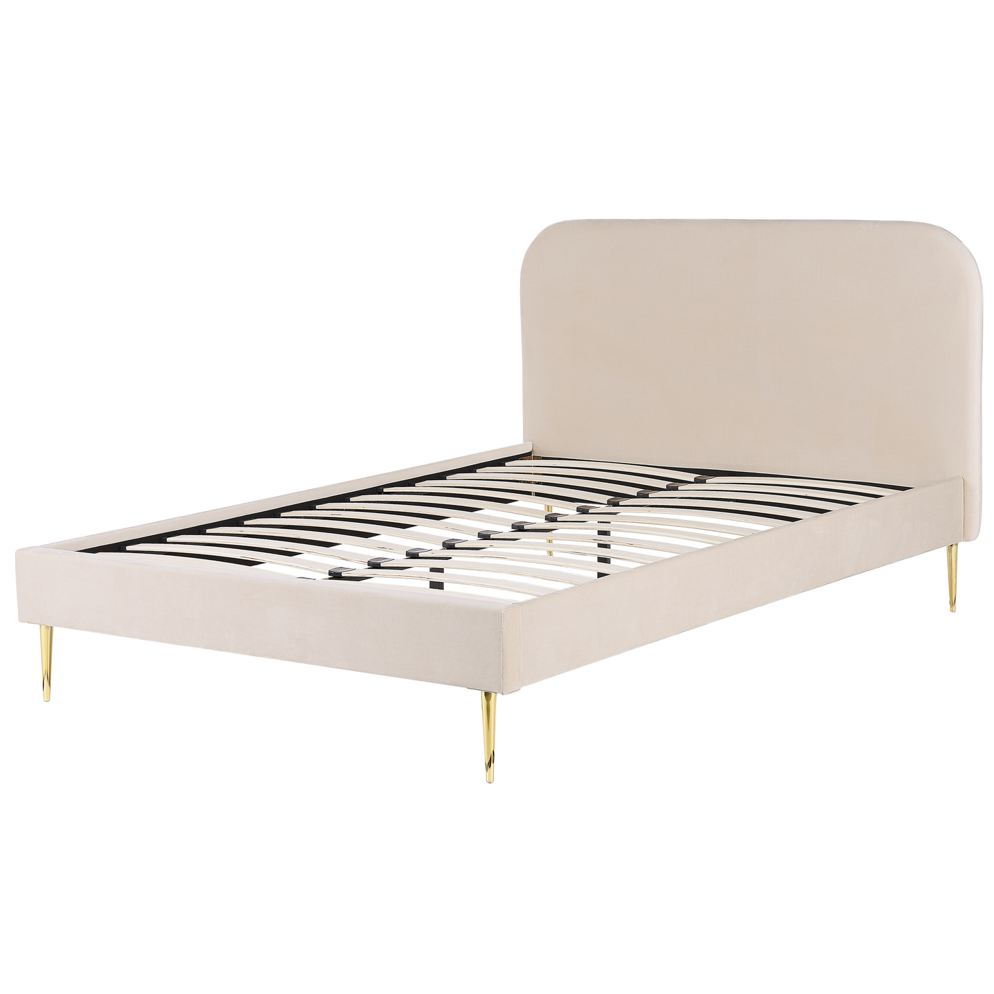 Bett mit Lattenrost Samtstoff FLAYAT 140 x 200 cm Hellbeige