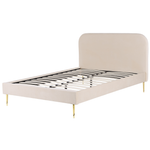 Bett mit Lattenrost Samtstoff FLAYAT 140 x 200 cm Hellbeige