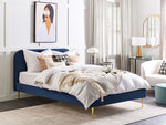 Bett mit Lattenrost Samtstoff FLAYAT 160 x 200 cm Marineblau