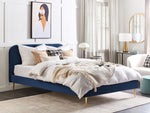 Bett mit Lattenrost Samtstoff FLAYAT 180 x 200 cm Marineblau