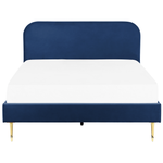 Bett mit Lattenrost Samtstoff FLAYAT 160 x 200 cm Marineblau