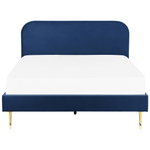 Bett mit Lattenrost Samtstoff FLAYAT 180 x 200 cm Marineblau