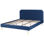 Bett mit Lattenrost Samtstoff FLAYAT 180 x 200 cm Marineblau