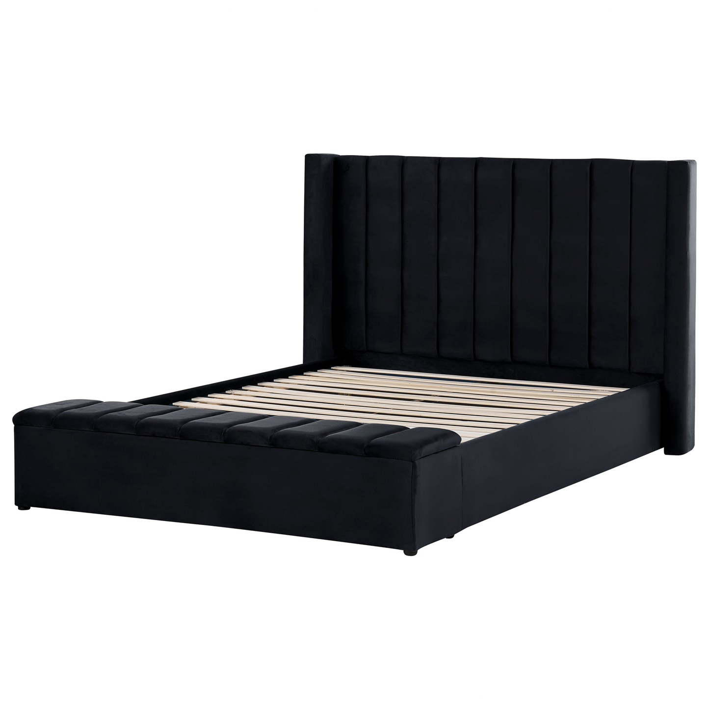 Polsterbett Samtstoff schwarz mit Stauraum 160 x 200 cm NOYERS