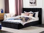 Bett mit Stauraumbank Samtstoff NOYERS 180 x 200 cm Schwarz
