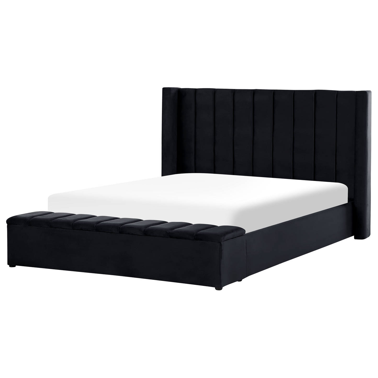 Bett mit Stauraumbank Samtstoff NOYERS 180 x 200 cm Schwarz