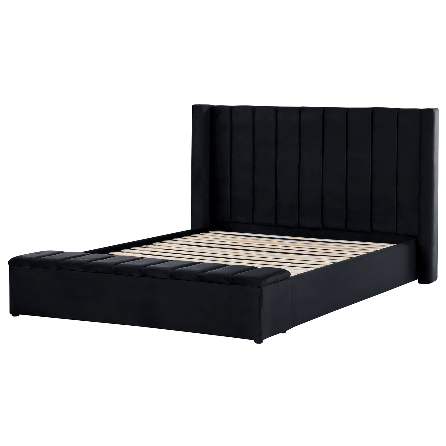 Bett mit Stauraumbank Samtstoff NOYERS 180 x 200 cm Schwarz