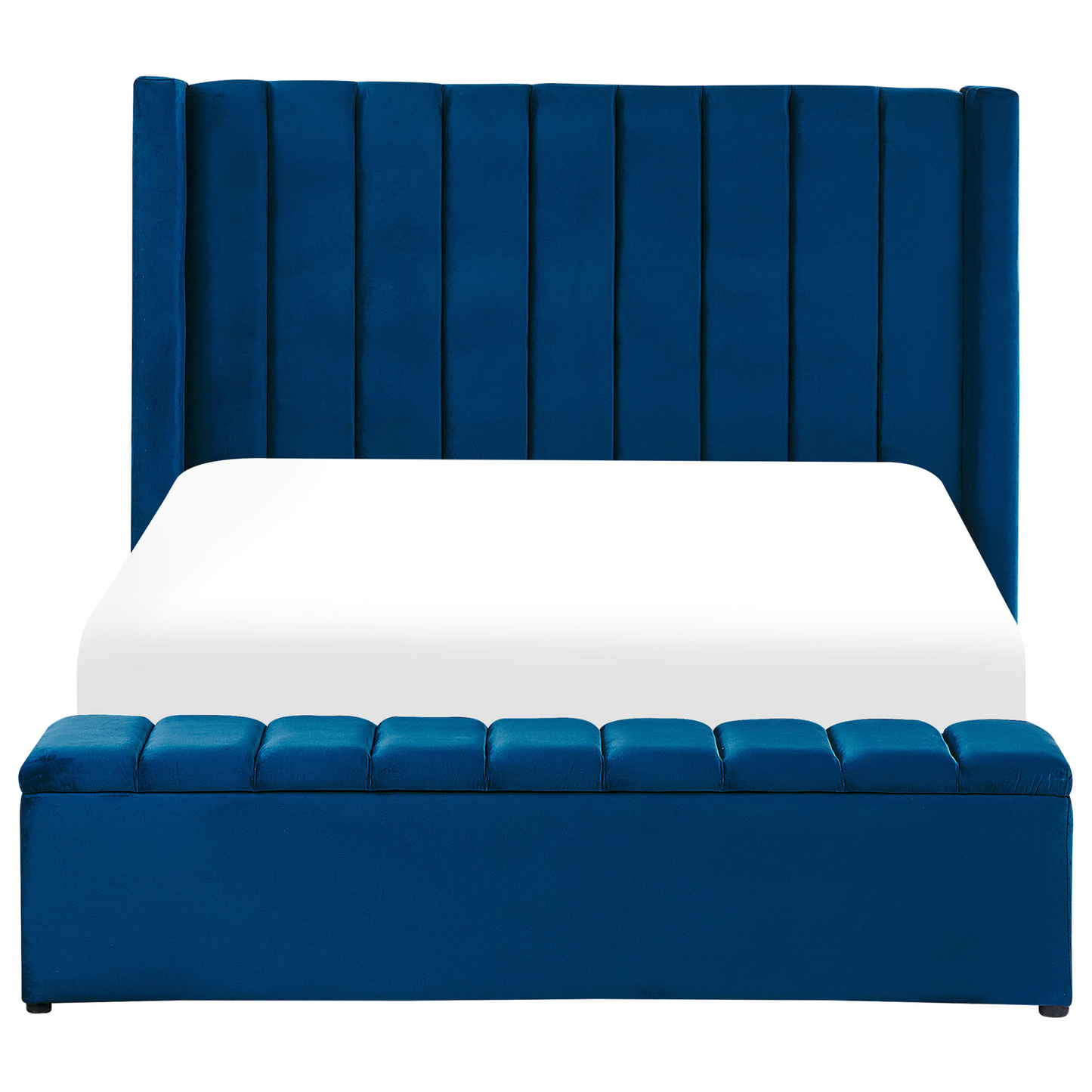 Bett mit Stauraumbank Samtstoff NOYERS 140 x 200 cm Marineblau