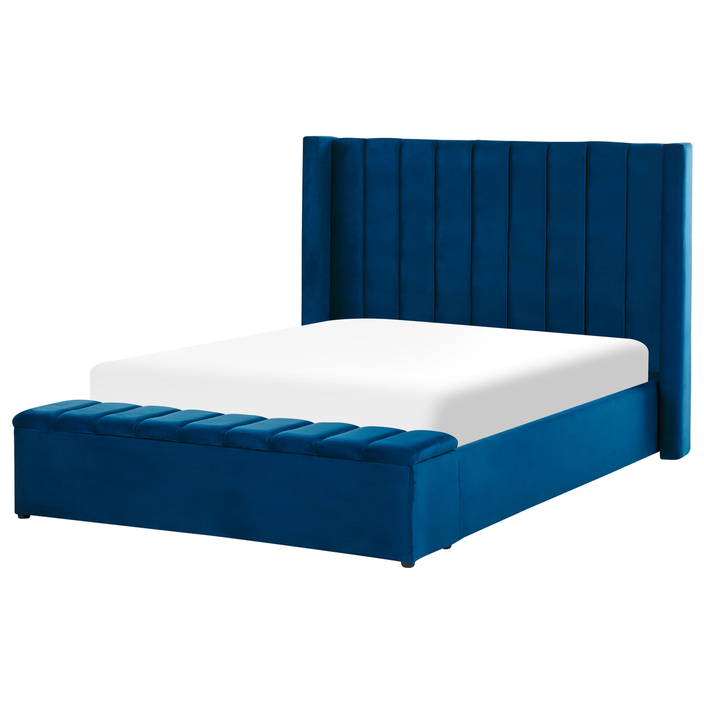 Bett mit Stauraumbank Samtstoff NOYERS 140 x 200 cm Marineblau