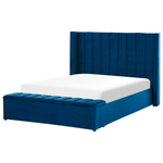 Bett mit Stauraumbank Samtstoff NOYERS 140 x 200 cm Marineblau